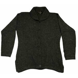 Alpaca Knit Leo Pressi Sweater Mens L Olive Green Collar Chunky‎ Buttons Peru